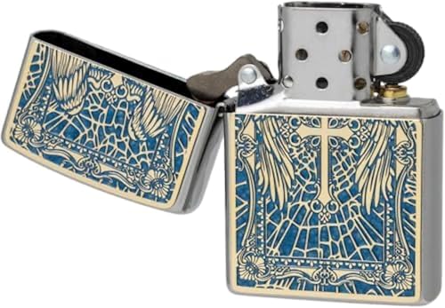 Encendedor Zippo Oil Brass Cruz Doble Azul miniatura 3