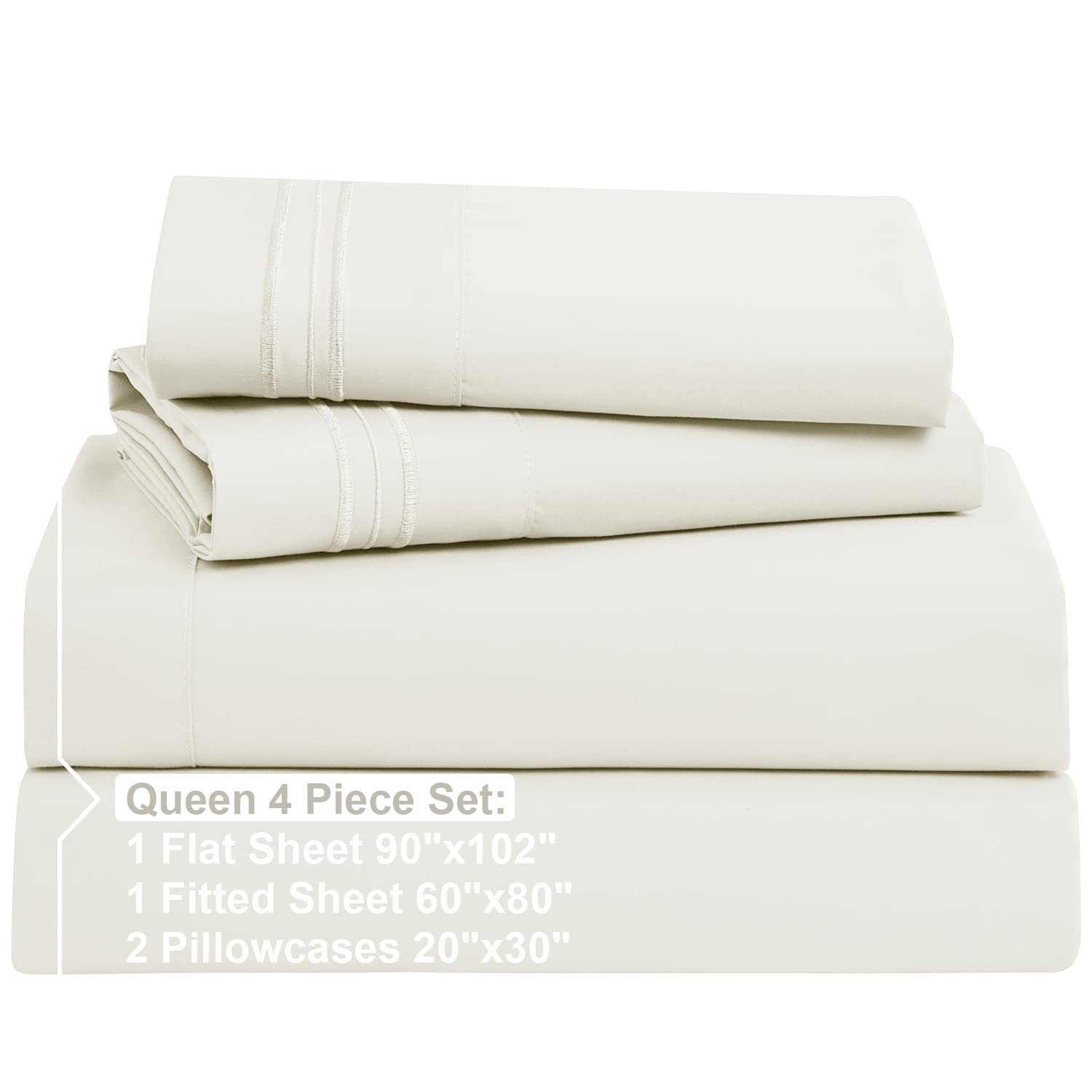 Nestl Queen Sheet Set - 4 Piece Bed Sheets for Queen Size Bed, Deep ...