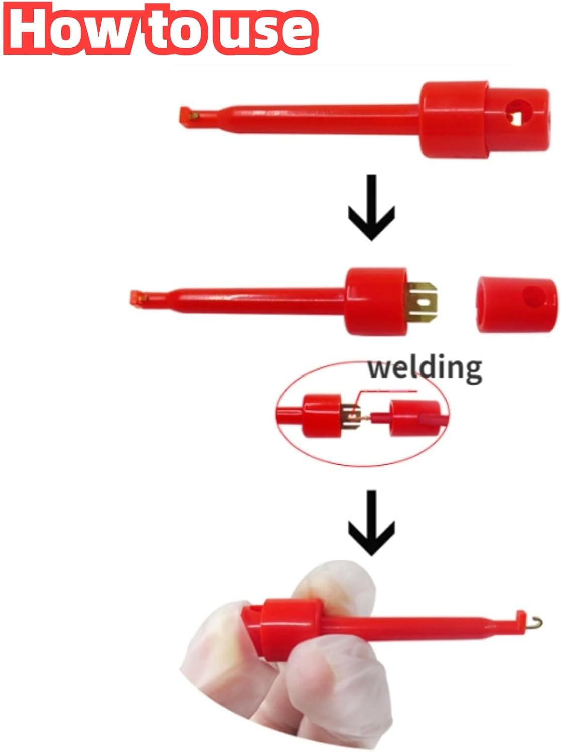 10pcs Multimeter Test Hook Wire Kit Test Hook Clip Grabbers Test Probe/SMD IC Cable Welding Test Clip(1)