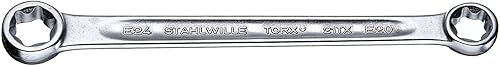 Miniatura 3 de Stahlwille 41250608 21TX - Llave de anillo de doble extremo, hecha de acero de aleación cromado y cromado, cabezales delgados, para trabajar en