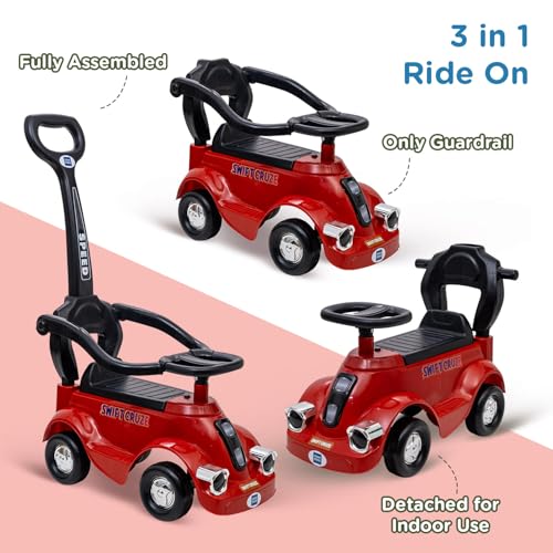 Image of Mee Mee Swift Cruze Baby Ride-On Car - Safe, Fun, and Interactive Ride-On Toy for Kids Aged 1-3 Years with Music, Lights, and Storage (Red)