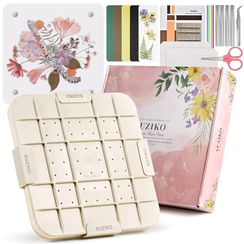 Suziko Prensa de Microondas Grande de 9 Pulgadas (23 cm) Actualizada para Prensar Flores y Hojas, y Crear Flores Prensadas con Marco de Fotos