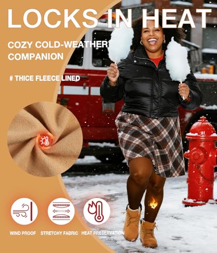 Image of MERYLURE High Waist Fleece Lined Tights Women Plus Size, Fake Translucent Winter Warm Pantyhose Thick Thermal Leggings