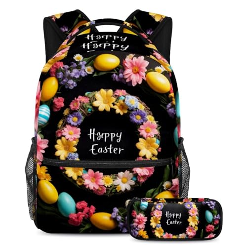 Sac d'école ultime pour adolescents style couronne de Pâques multicolore