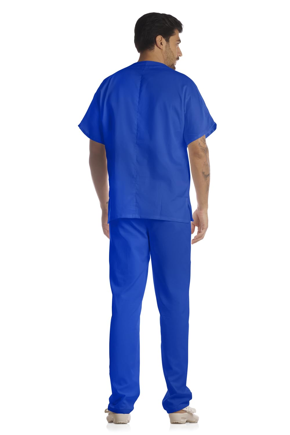 Tecno Hospital Casacca OSPEDALIERA, OSS, ESTETICA Infermiere, Medico, Sanitario, Laboratorio 2 Tasche Anteriori con Taschino, Spacchi Laterali, Scollo A V, Unisex (Blu, S)