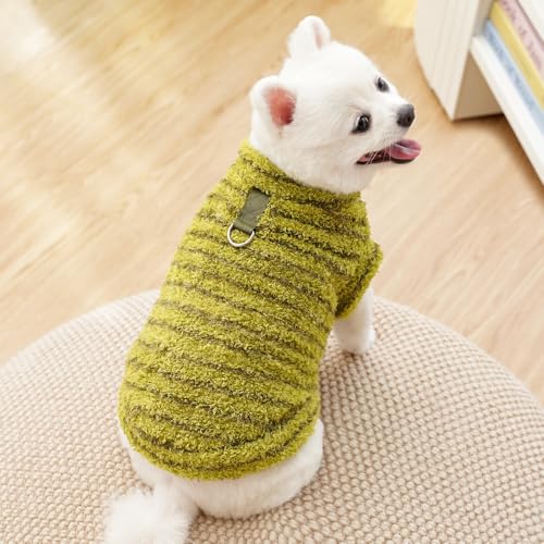 犬猫用ストライプ柄プラッシュ冬用ベスト - 8サイズ 着心地の良いフリースペットセーター