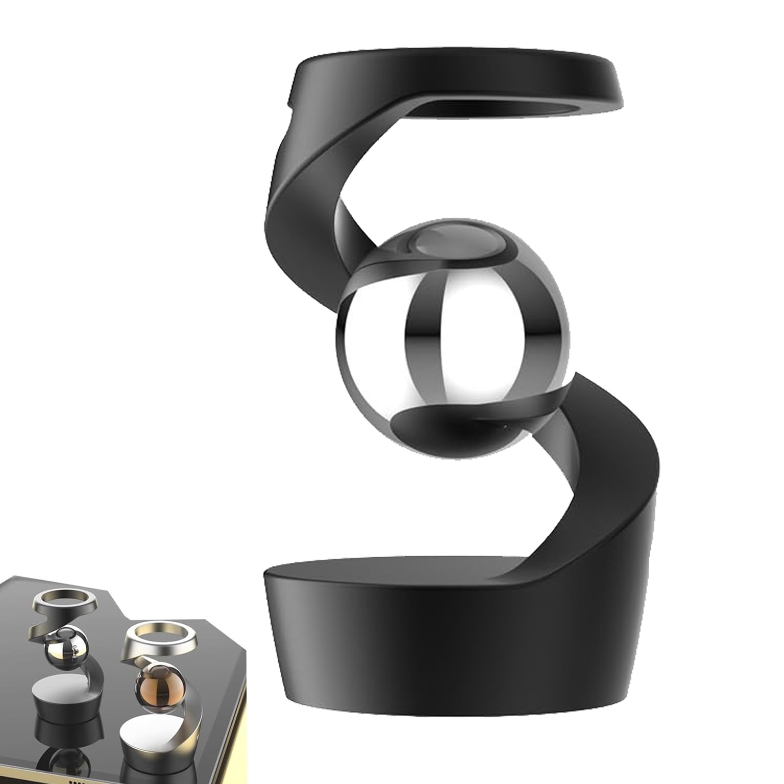 Gravity Defying Kinetic Desk Toy, Kinetic Spinning Desk Toy, Gravity Defying Desk Decor, Optical Illusion Metal Fidget Spinning Ball, Desk Sculpture Decor Stress Relief Office Gift (B)