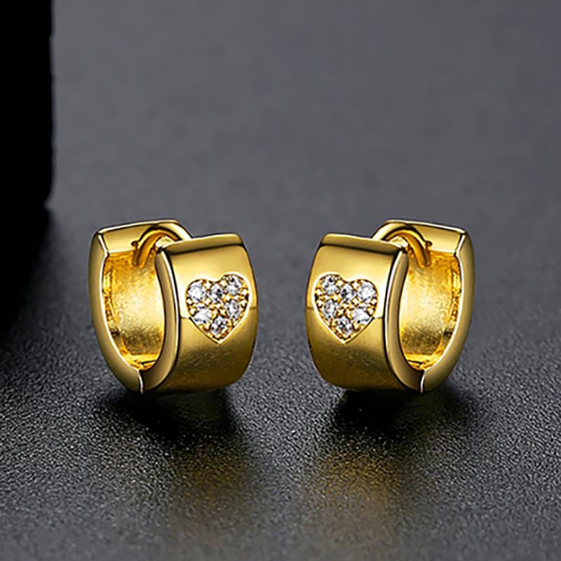 14K Gold Vintage Heart Clasp Earrings with Moissanite, Chunky Hoop Earrings for Women, Ideal for Everyday Wear3