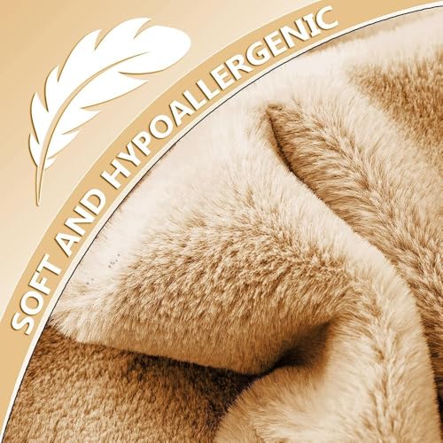Image of Floor Rug Rabbit Fur 2000 GSM Living Room Mats Anti Skid Water Absorbent Easy Machine Washable Rectangular Rug for Bedroom|Floor| Size 5x7 Feet (150x210 Cm) Beige