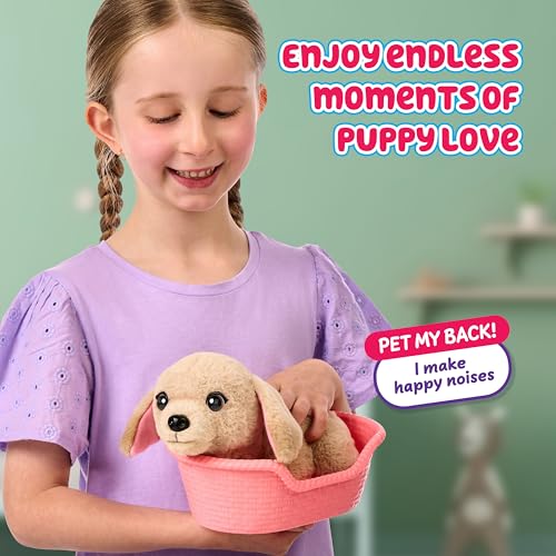 Little Live Pets My Really Real Puppy Minis – Buddy der Labrador, interaktiver Puppy mit 20+ Geräuschen und Reaktionen, inklusive Korb zum Präsentieren, niedliches Geschenk für Kinder (11 cm groß)