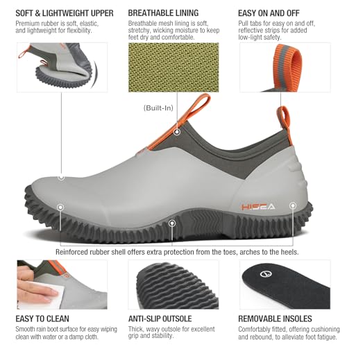 HISEA Waterproof Garden Shoes for Women Neoprene Slip-On Rubber Rain Footwear Short Ankle Booties3
