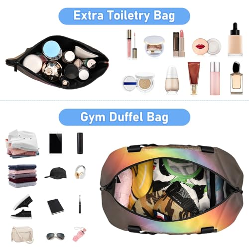 Travel Duffel Gym Sports Luggage Bag Expandable Large Capacity Capybara and Rainbow Sports Bag for Women and Men4