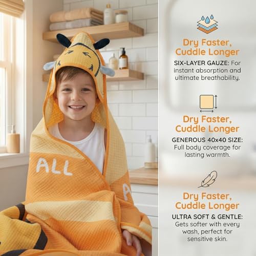 Image of SMILEYWORLD Bath Towels with Hood for Kids, 40''x40'' Soft Cotton Beach Towel Wrap, Toddler Swimming Pool Hooded, Shower Bath Towel for Girls Boys Ages 3-10 (Smile)