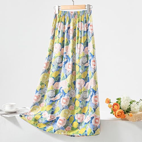 Stylish Floral Print Lounge Skirt for Women Casual Elastic High Waisted A-line Flowy Comfy Long Maxi Skirts2