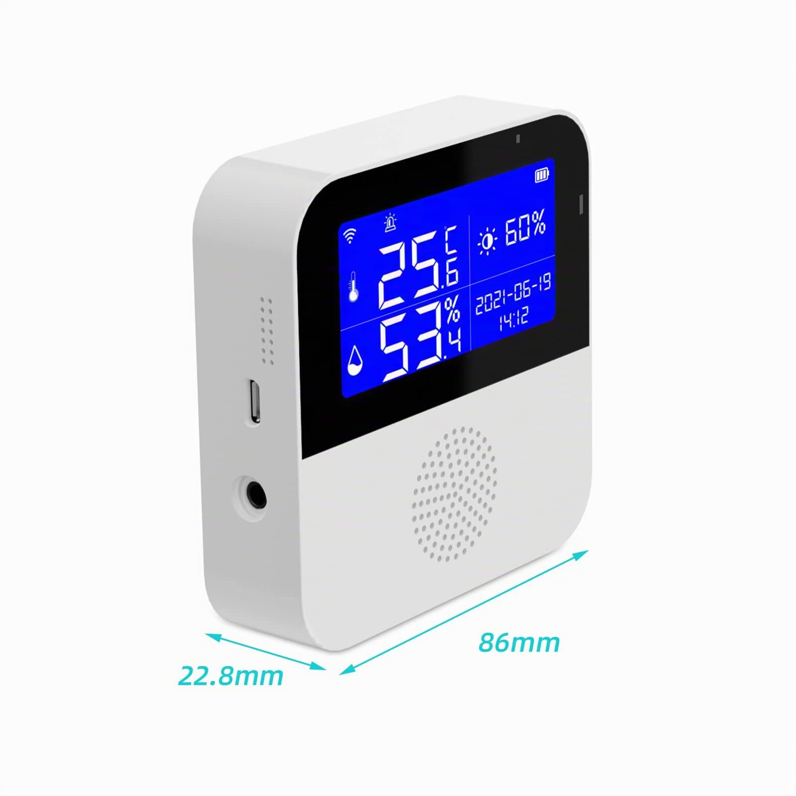 Thermomètre hygromètre sans fil WiFi Thermomètre hygromètre Application Notification et stockage de données Bluetooth Fonctionne avec Alexa/Google