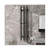 YJSG Heated Towel Racks for Bathroom, Electric Towel Warmer Rack Vertical, Stainless Steel Wall Mounted Towel Warmers with Built-in Timer,Temperature Control,24H Time Setting,Black a