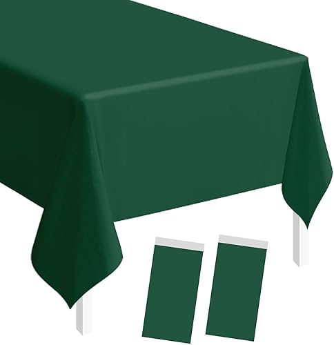 Miniatura 45 de SietDESEO Paquete de 2 manteles de plástico color rojo de 54 x 108 pulgadas, desechables de alta calidad para mesa rectangular, para bodas, baby