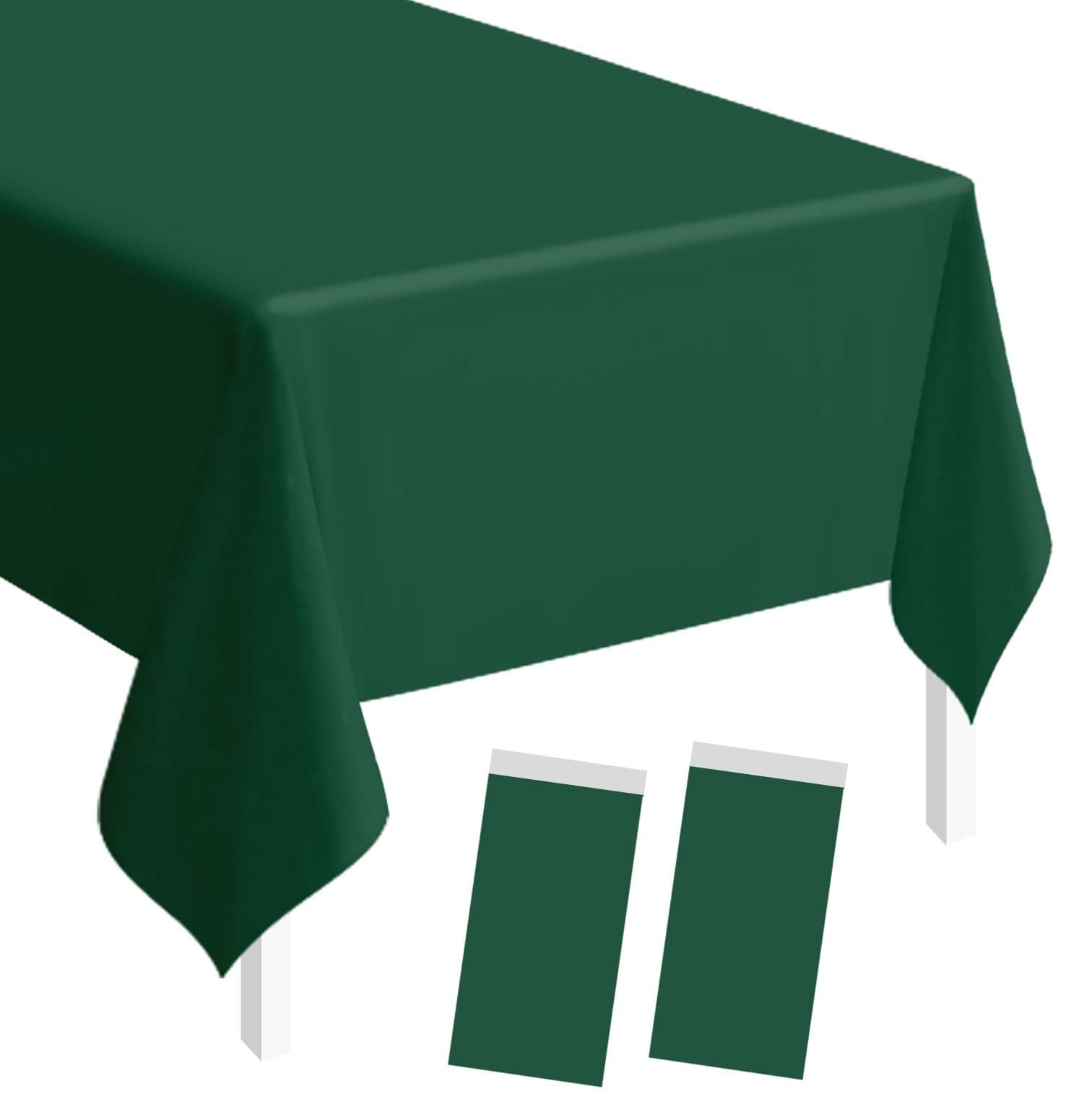 SietDESEO 2 Pack Green Plastic Tablecloth Rectangle 54 x 108 Premium Disposable Table Cloth Plastic Green Table Cover for Wedding Baby Shower Party Decorations