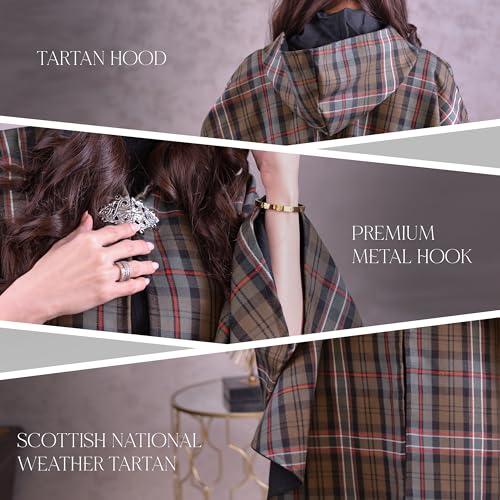 Image of Women's Vintage Plaid Knitted Scottish Cape Traditional Cardigan