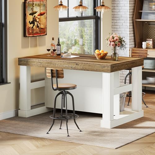 image for Tribesigns Kitchen Island with 3 Shelves, 55 Inches Width Kitchen Shel