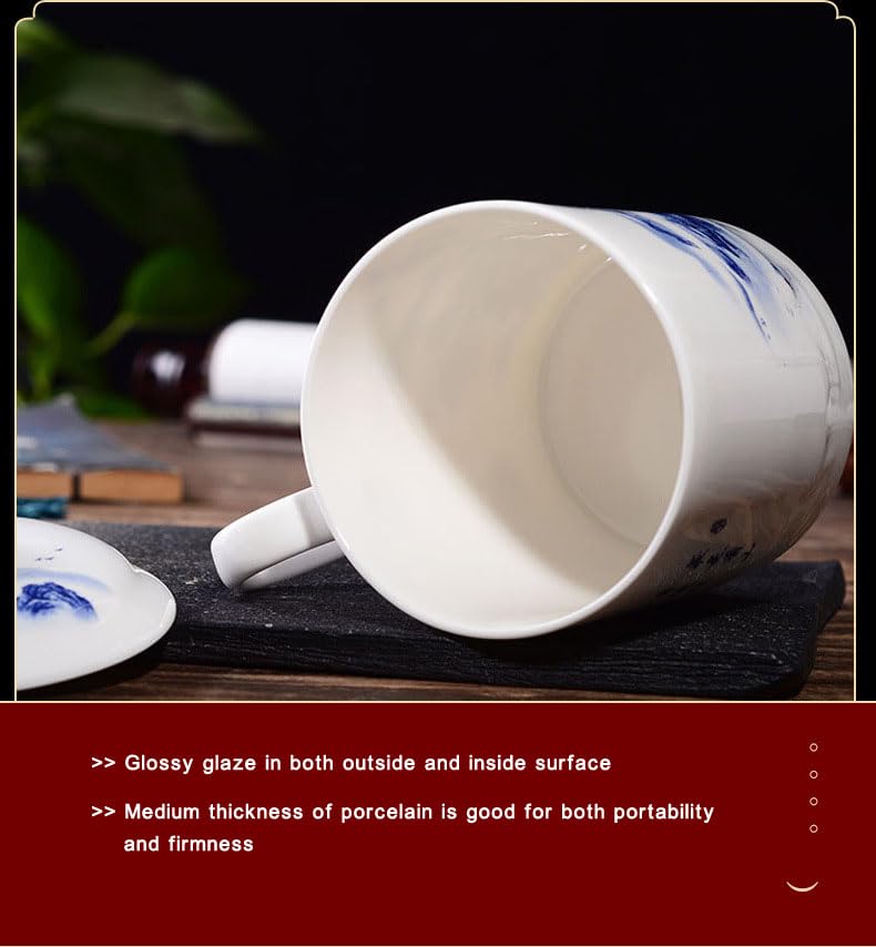 Taza de porcelana con tapa y colador 13.5 oz miniatura 7