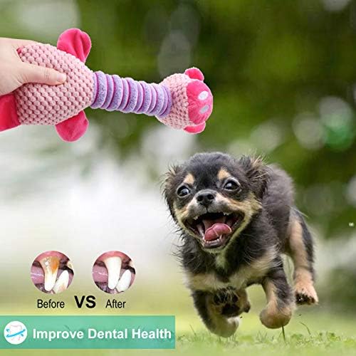 Elezenioc Dog Toys, Puppy Toys from 8 Weeks, Interactive Dog Squeaky Toys, Puppy Cotton Durable Chew Toys for Teeth Cleaning Stuffed Animals Dog Training Toys for Small and Medium Dogs (Pink Pig)
