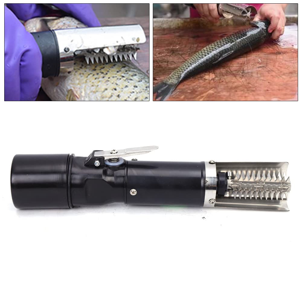 Futchoy Salpicadero eléctrico de acero inoxidable eléctrico para peces, removedor automático de escamas de pescado, resistente al agua, recargable
