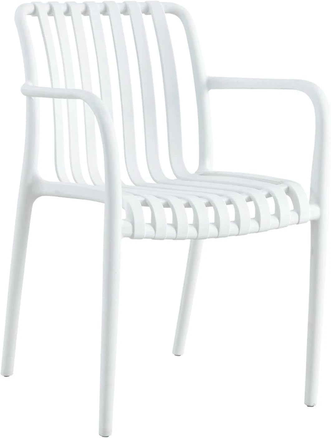 HOM4NISH Set of 2/4/6 Polypropylene Fibreglass Plastic Chair Stacking Dining Outdoor Garden Chair Weatherproof Light Weight Design for Home Kitchen Patio Café Bistro Hotel Restaurant (2, White)
