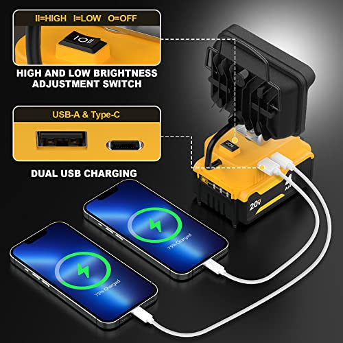 Cordless LED Work Light For Dewalt 18v/20v Battery, 20w