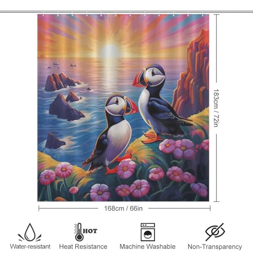 Rideau de douche oiseau imperméable en polyester lavable pour baignoire 168x183cm - 4