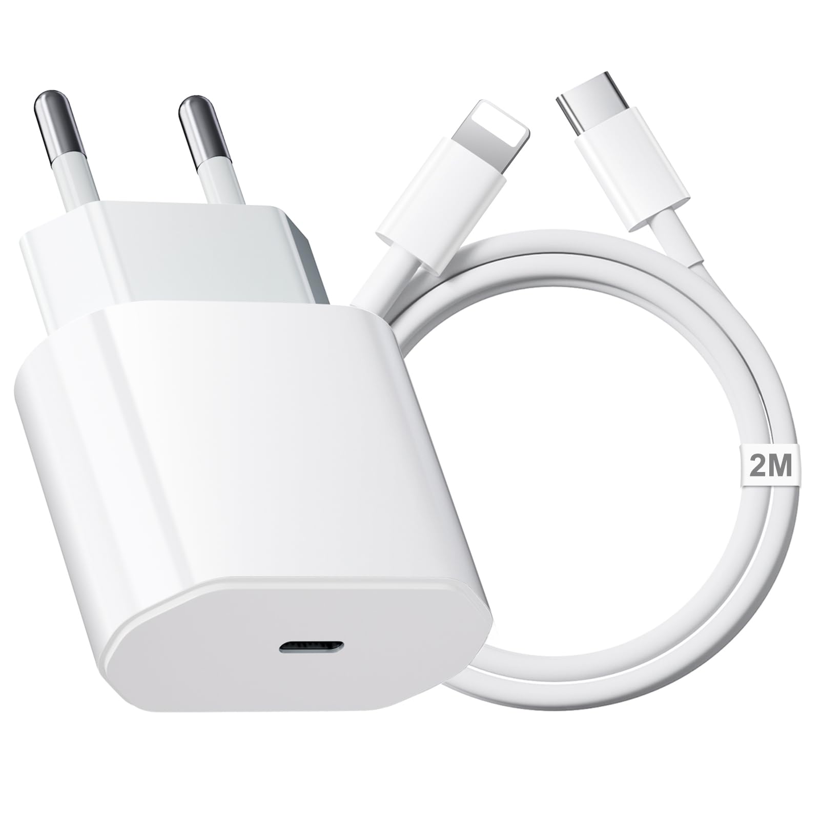 Caricatore iPhone, 20W USB C Caricabatterie iPhone con 2M Cavo per i Phone 14/14 Pro/14 Pro Max/14 Plus/13/12/11, Caricatore USB C Spina Alimentatore Presa Carica Adattatore Muro Ricarica