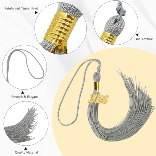 Image of GraduationMall Single&Multiple Color Graduation Tassel with 2026 Year Charm 9 inch