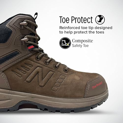Image of New Balance Calibre Composite Toe Work Boots for Men - EH, PR, Non-Slip Leather Safety Shoes for Industrial & Construction