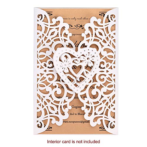 Baugger - 10 Pcs Papel De Pérolas Floral Convite Cartões Titulares de Convite para Aniversário De Ca