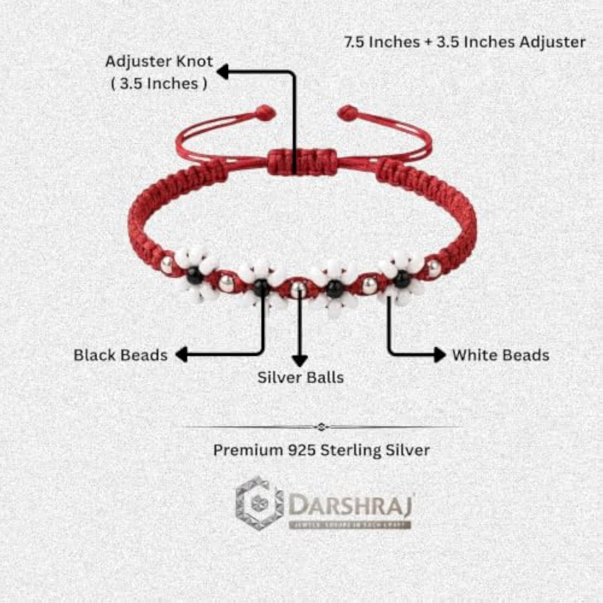 Women's 925 Sterling Silver Handmade Red Thread Adjustable Anklet