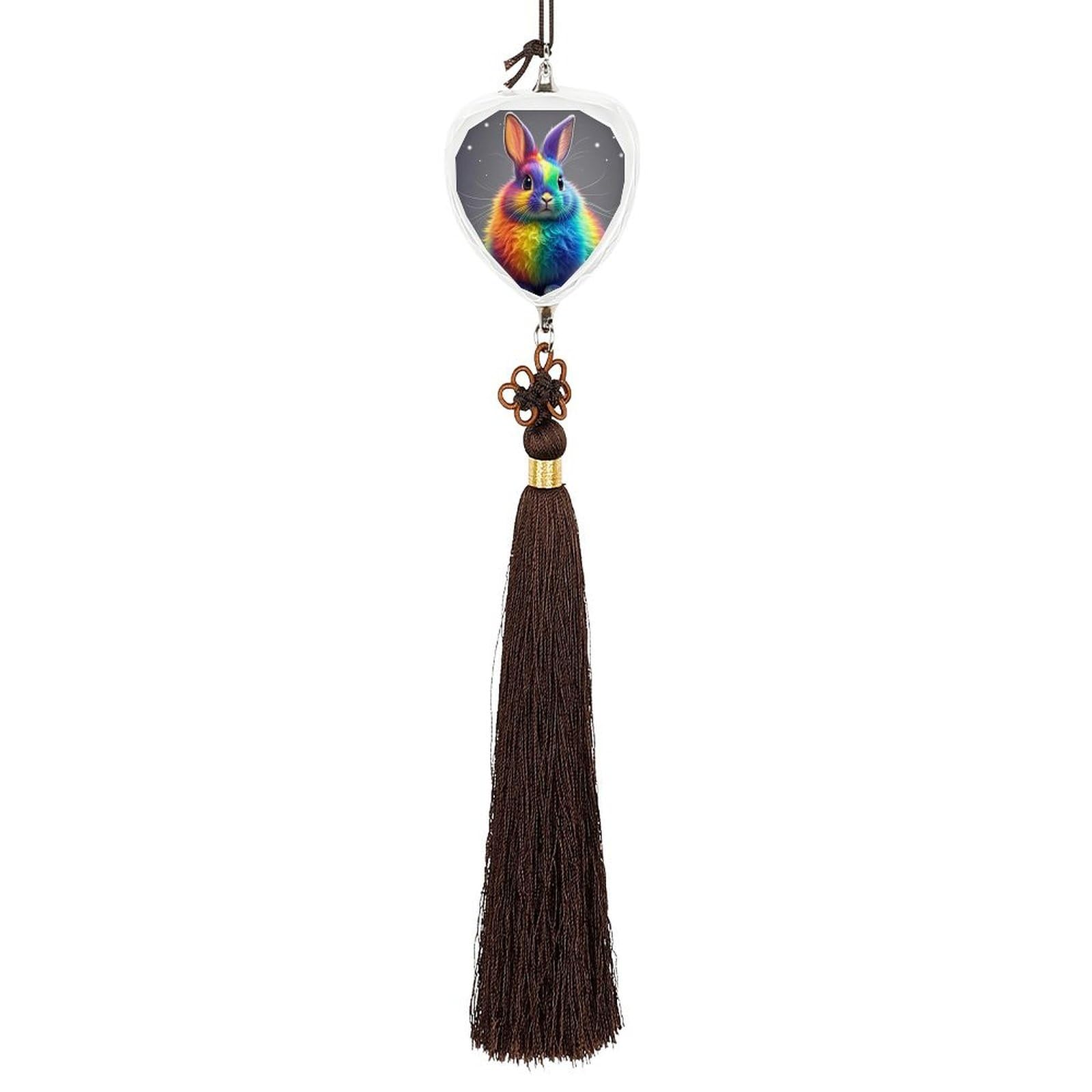Crystal Auto Pendant Charms Love Crystal Car Rear View Mirror Charms Rainbow Rabbit Auto Hanging Interior Ornament Pendant Car Interior Accessories for Women Men CarCharms Decor