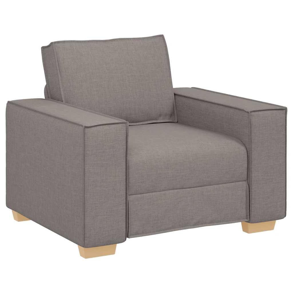 Sofa krzesło w kolorze szarobrązowym (taupe), 60 cm, z szerokimi podłokietnikami, wytrzymała rama drewniana, przytulny fotel wypoczynkowy do salonu i biura, wygodny mebel tapicerowany