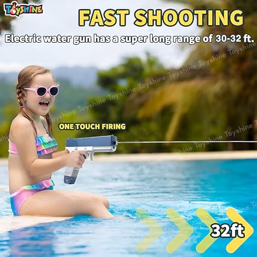 Image of Toyshine Electric Holi Water Pistol Toy Gun Rechargeable With Pressure Mechanism For Range Upto 30 Plus Feet A Powerful Squirt Guns For Kids Pool Beach Party Games And Outdoor Water Fun - Blue
