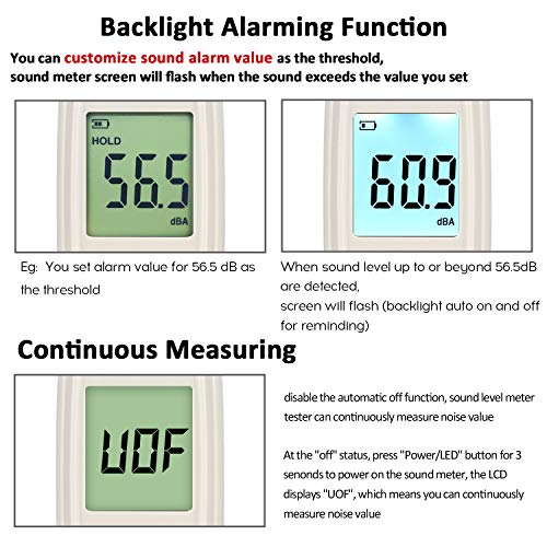 Image of Decibel Meter Sound Pressure Level Meter (SPL) with Backlight Alarm, Portable Sound Decibel Level Meter 30~130dBA, Noise dB Sound Meter Audio Volume Monitoring Instrument Meter for Home Office