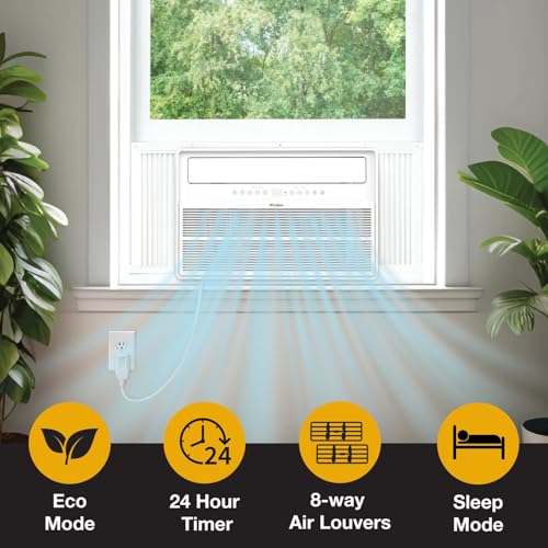 Image of Whirlpool 18,000 BTU Window Mounted Inverter Air Conditioner with Quiet | Quiet, High Efficiency Operation and Remote for Apartment, Living Room, Bedroom, Large Rooms up to 1000 Square Feet