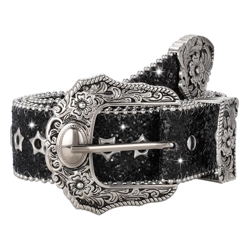 SUOSDEY Women Men Western Belt Bling Vintage Star Studded Grommet Belt Cowgirls Cowboy Y2K Fashion for Jeans Pants Dresses