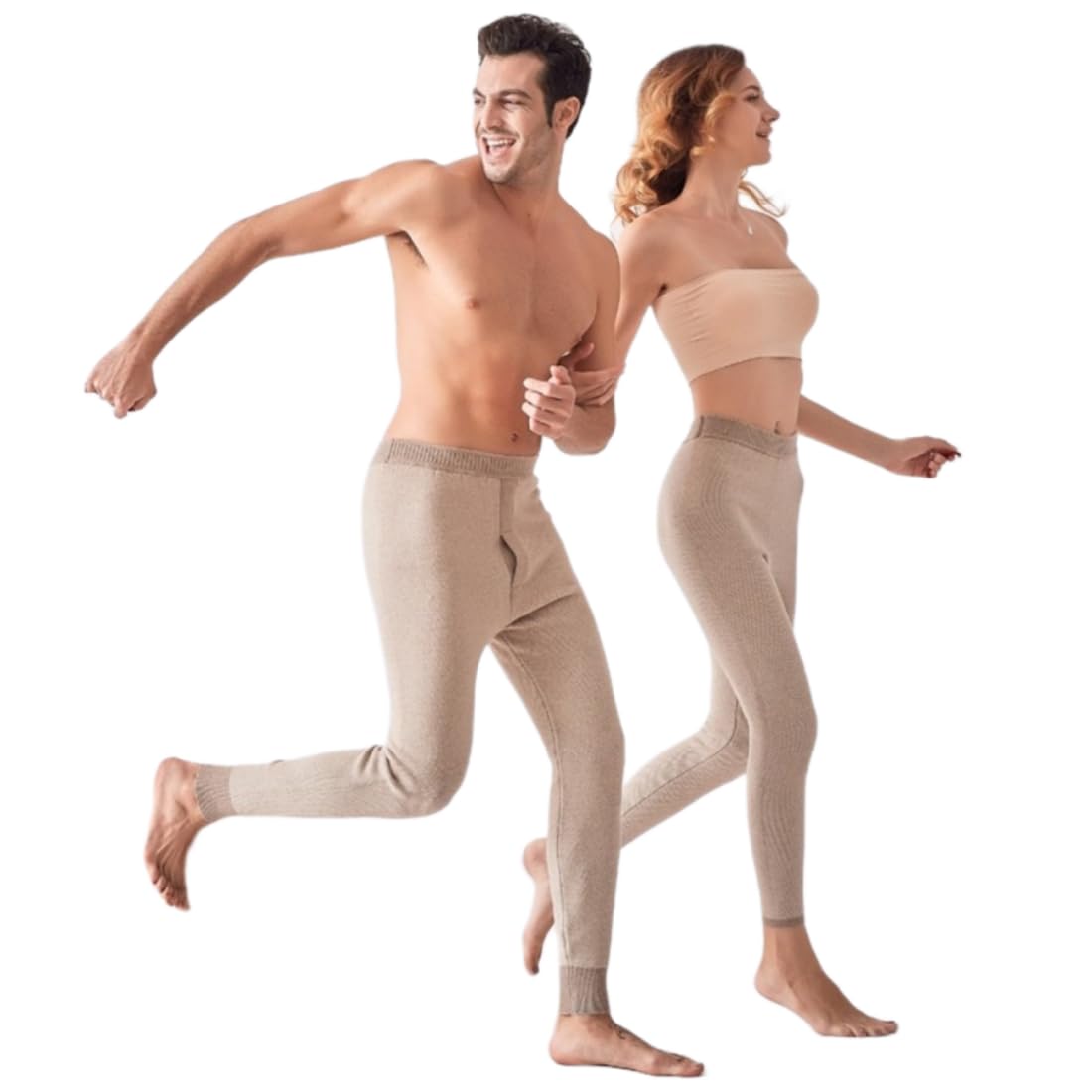 97 % cachemira jacquard gruesa ropa interior térmica para hombre y mujer, pantalones largos para hombre, capa base, leggings de invierno para mujer, Punto beige para hombre, XXL