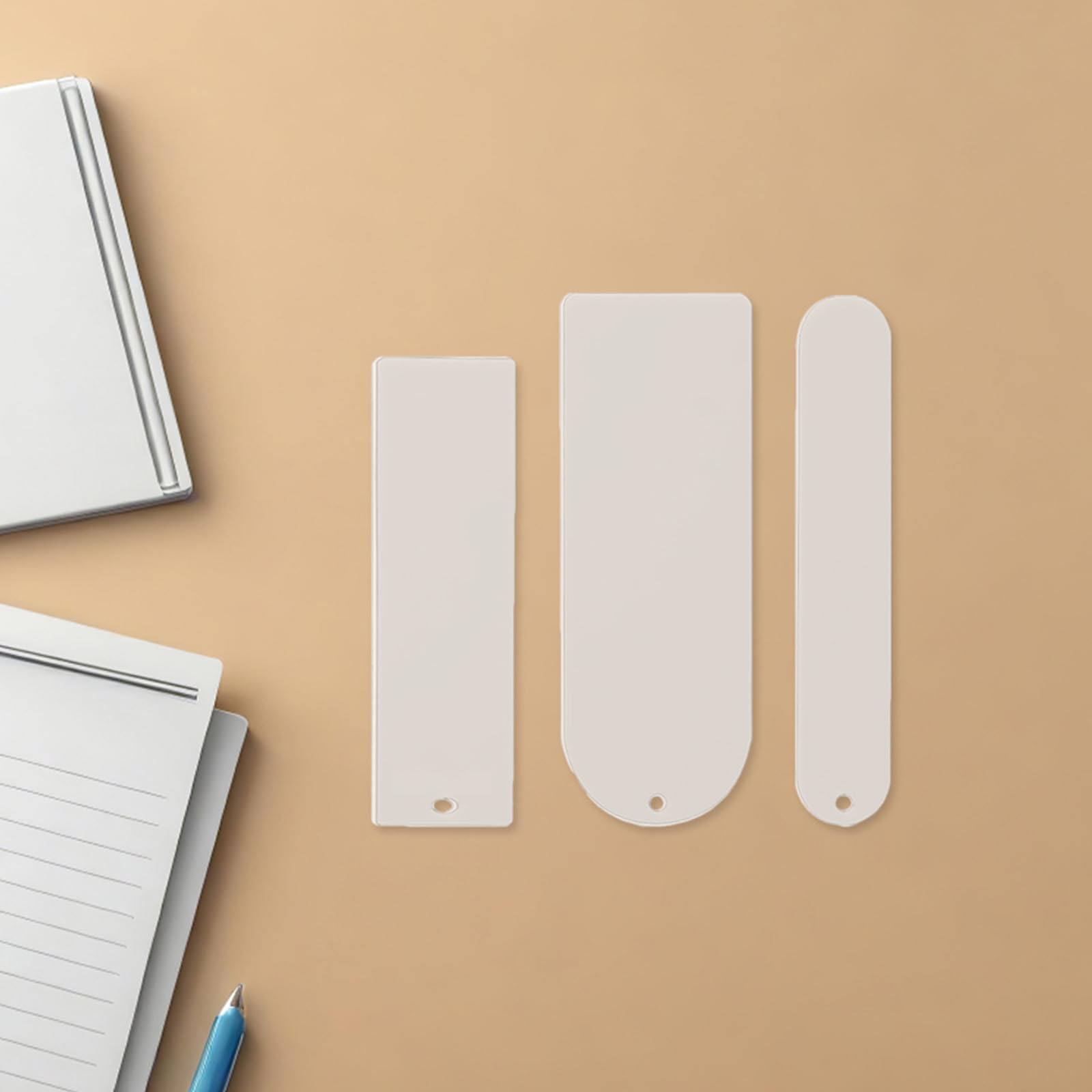 Marcapáginas Acrílicos en Blanco con Borlas, Rectangulares Transparentes