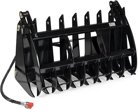 Titan Attachments 60" Root Grapple Rake, Universal Skid Steer Mount, Wide Clamshell, Twin 3,000 PSI Cylinders, 2,900 LB Rated, Landscaping & Land Clearing