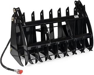 Titan Attachments 60" Root Grapple Rake, Universal Skid Steer Mount, Wide Clamshell, Twin 3,000 PSI Cylinders, 2,900 LB Rated, Landscaping & Land Clearing