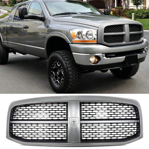 MIC Front Grille Grill Assembly Compatible with 2006-2008 Dodge Ram 1500 & 2006-2009 Ram 2500 3500 Laramie (Mineral Gray Metallic)