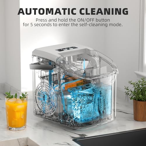 Image of Antarctic Star Countertop Ice Maker, Portable Ice Machine with Carry Handle, 26.5Lbs /24H, 2 Sizes Bullet Ice, 8Cubes in 6 Mins Office /Kitchen /Bar Grey