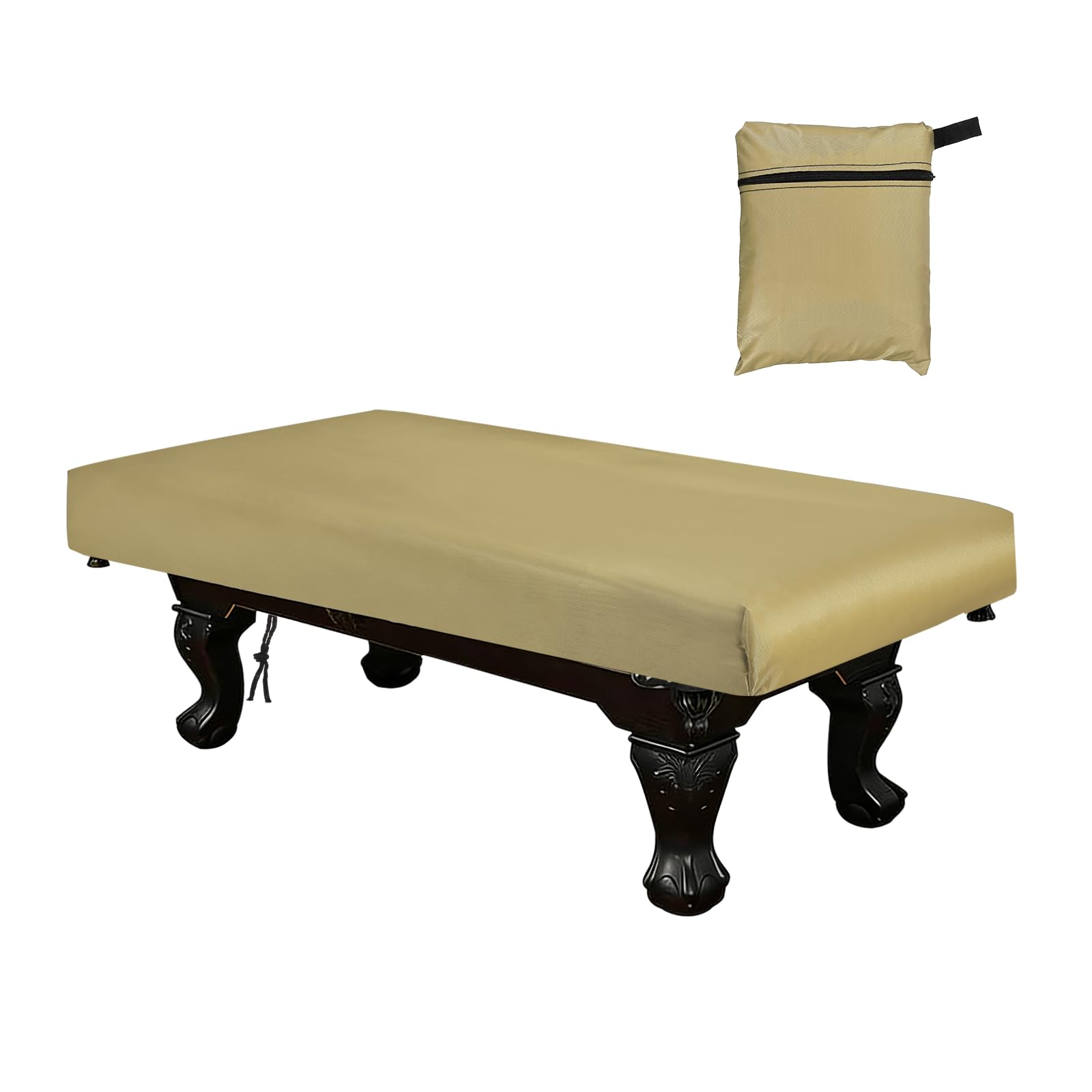 YELARXI Billiard Pool Table Cover, Waterproof Dustproof Billiards Accessories with Storage Bag, 7 ft & Oxford & Silver-Plated & Beige - Fitting For(Snooker Billiard Table/Outdoor/Indoor)