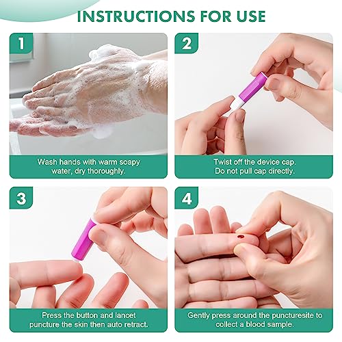 Safety Lancets Single-Use 100 Count Sterile 28 Gauge Needle 1.8 mm Pressure Activated Gentle for Comfortable Testing No Lancing Device Needed