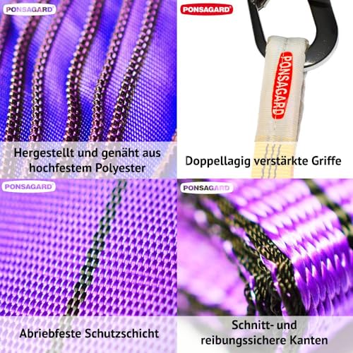 PONSA - Hebeband - Hochwertiger Hebegurt aus Polyester mit Patentiertes System PONSAGARD, mit Abrieb - und Schnittschutz - Sicher Rundschlinge - EN 1492-1 (1000 kg / 1 Tonne / 3 Meter (Pack 2 STK.))